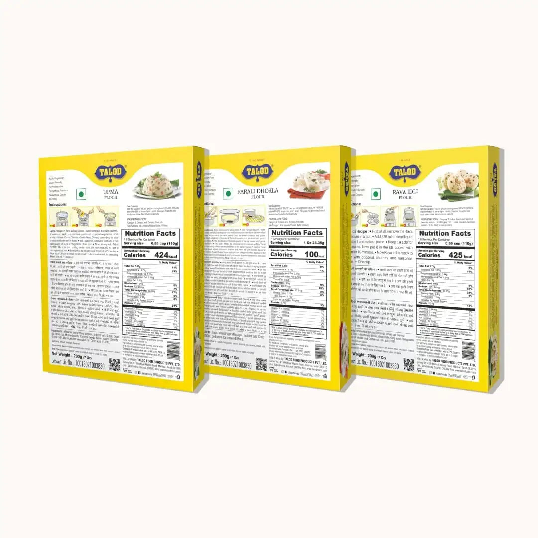 Instant Mix Diet Combo | Upma, Dhokla, Rava Idli | 200 g * 3 Pack