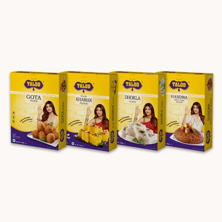 Farsan Fiesta Combo | Gota, Dhokla, Nylon Khaman, Handvo | 200 g * 4 pack