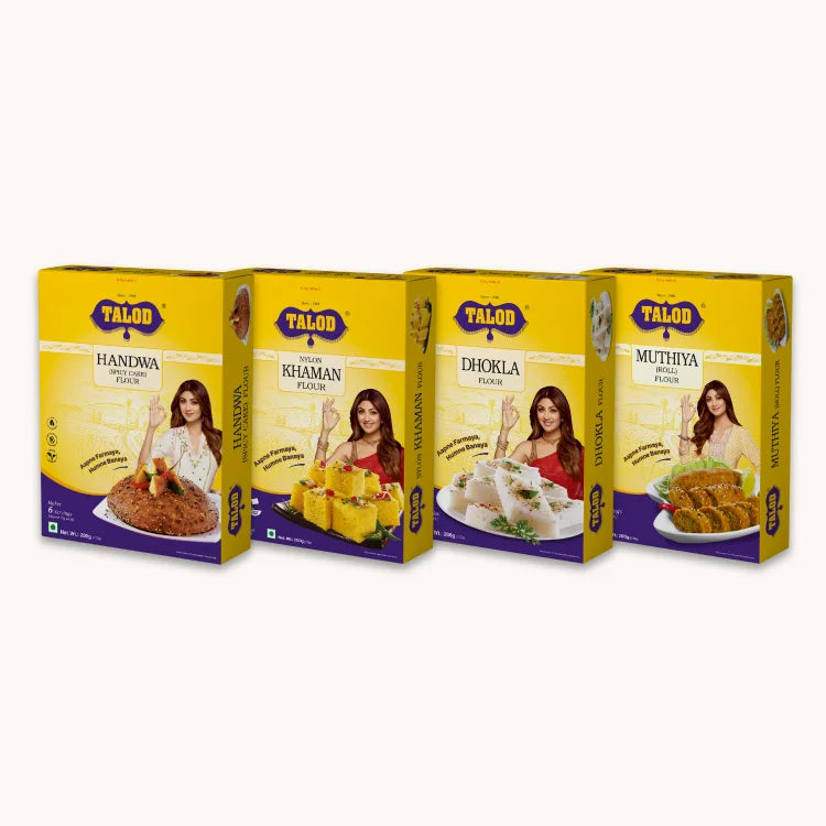Gujarati Delight Combo | Nylon Khaman, Dhokla, Handva, Muthiya | 200 g * 4 pack