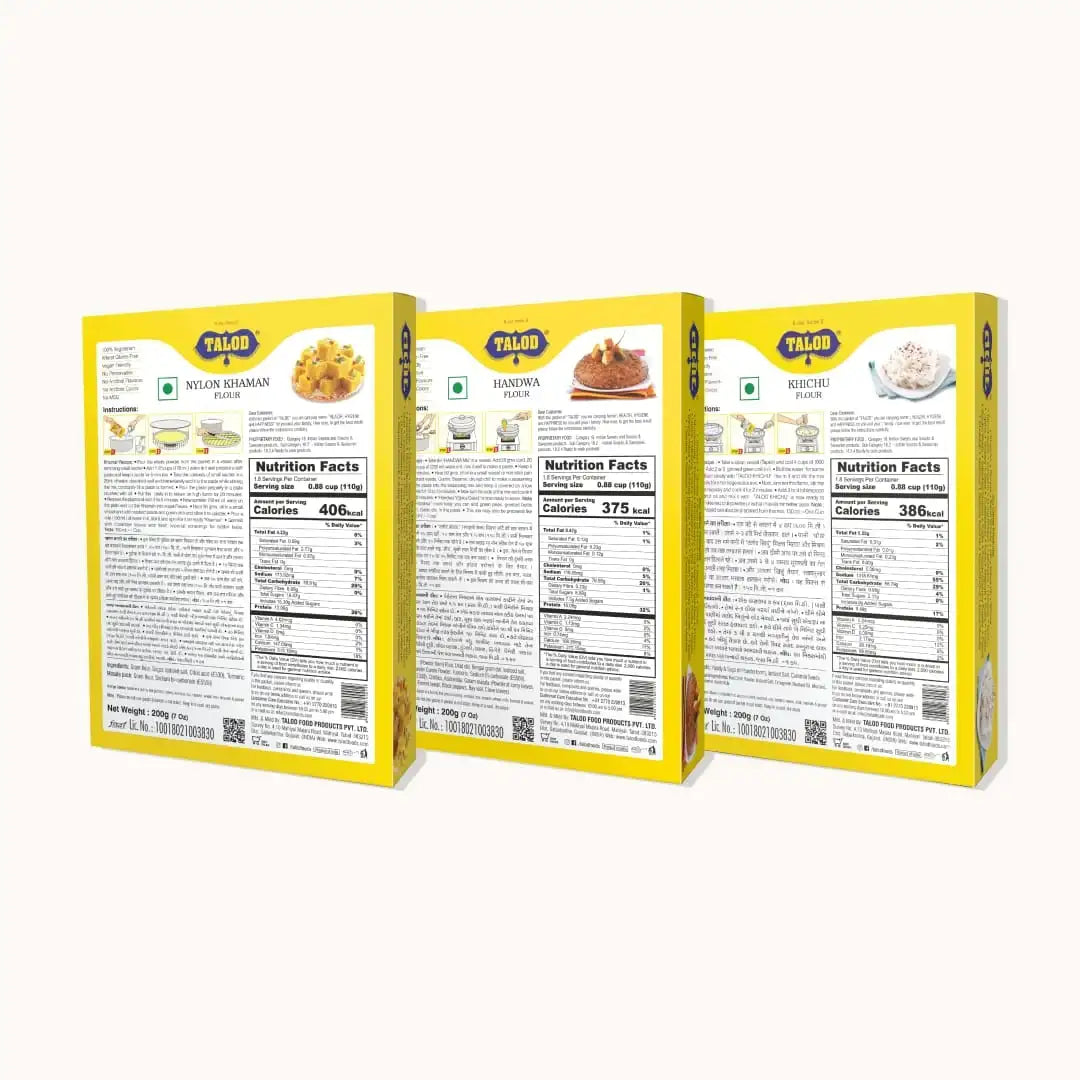 Gujju Combo Instant Mix | Khaman, Handwa, Khichu | 200 g * 3 pack