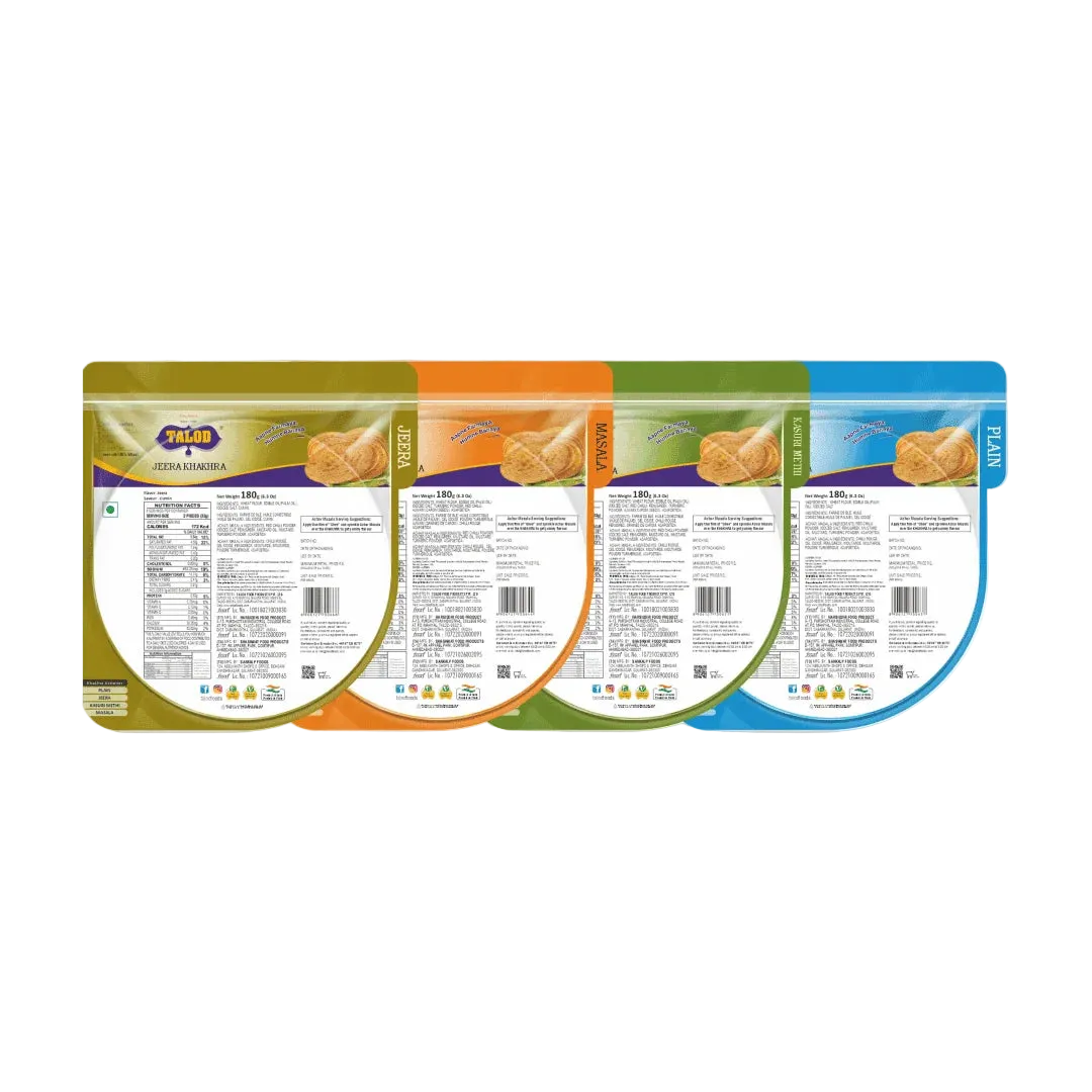 Khakhra Combo | Jeera, Masala, Methi, Plain | 180 g * 4 pack