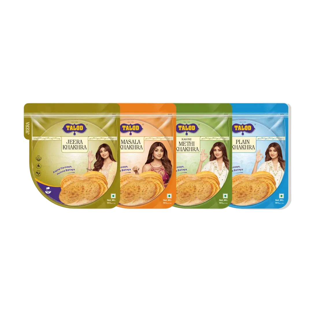 Khakhra Combo | Jeera, Masala, Methi, Plain | 180 g * 4 pack