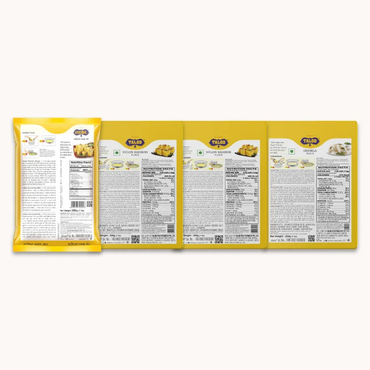 Khaman Dhokla Combo | Nylon Khaman * 2, Vatidal Khaman * 1, Dhokla * 1 | 200 g * 4 pack