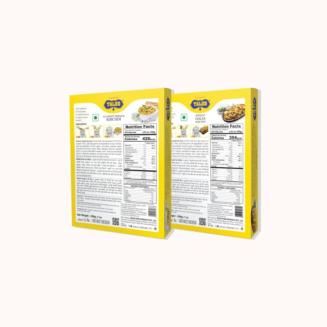 Gujarati Masala Khichdi Instant Mix + Masala Dalia Khichdi Instant Mix- Healthy & Tasty, 200 g * 2 pack