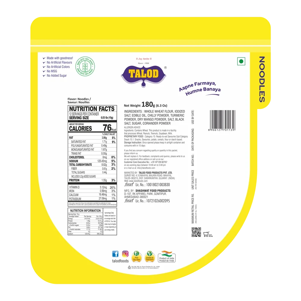 Noodles Khakhra – Healthy & Tasty, 180g