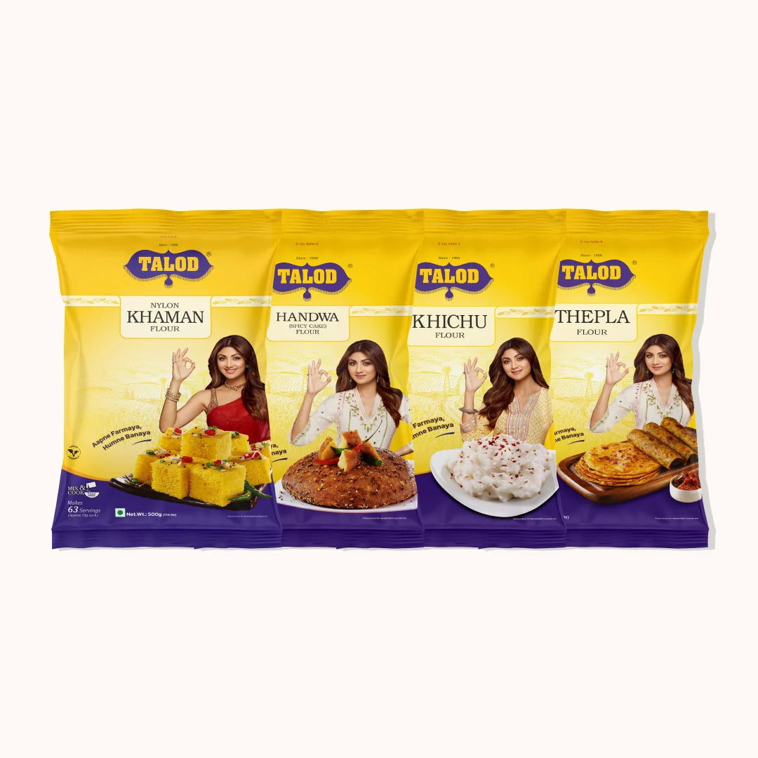 Gujju Combo | Khaman, Handwa, Khichu, Thepla | 500 g * 4 Pack