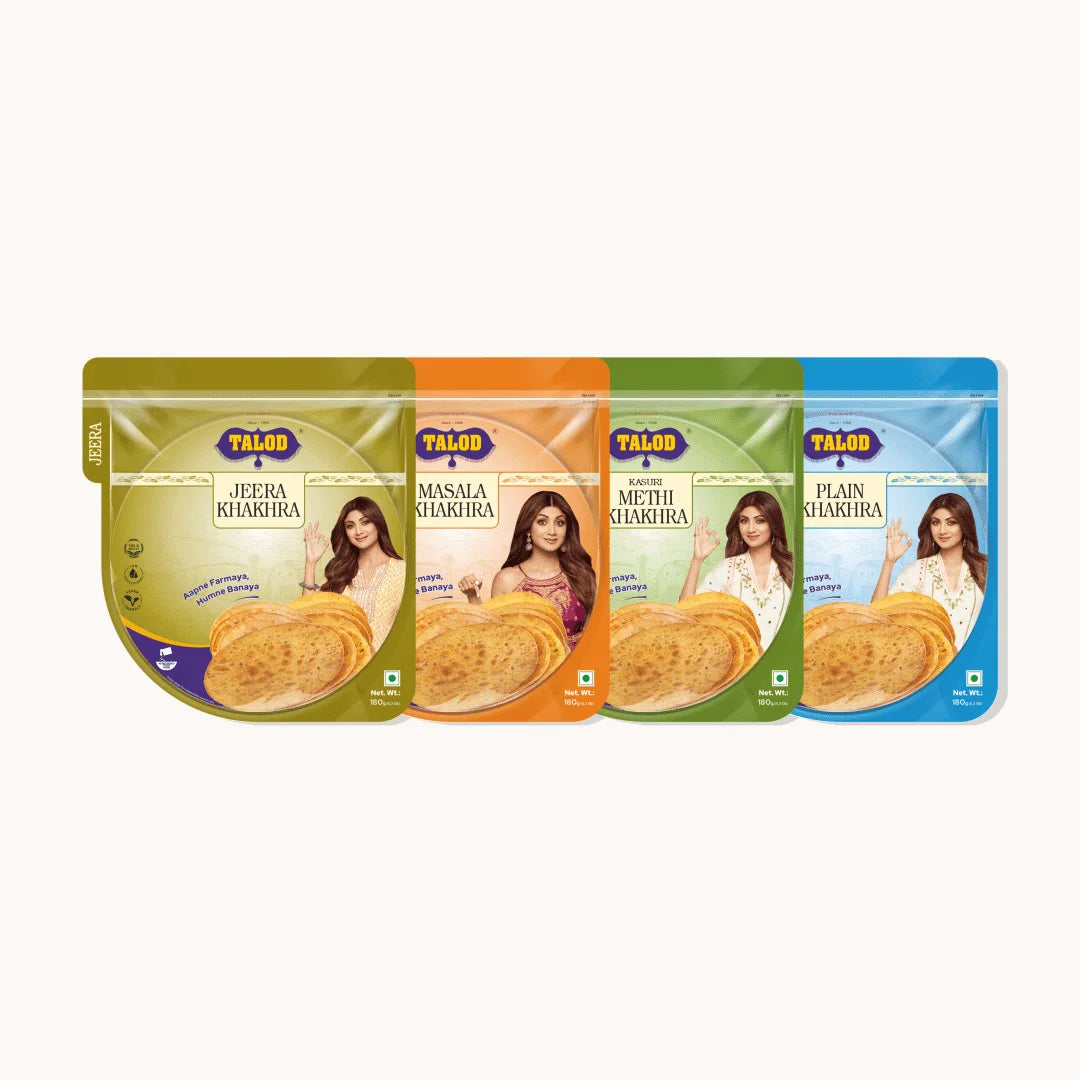 Khakhra Combo | Jeera, Masala, Methi, Plain | 180 g * 4 pack