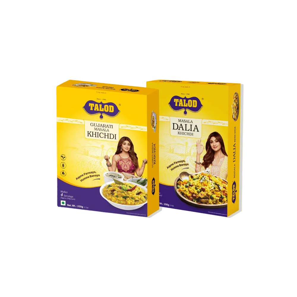 Gujarati Masala Khichdi Instant Mix + Masala Dalia Khichdi Instant Mix- Healthy & Tasty, 200 g * 2 pack