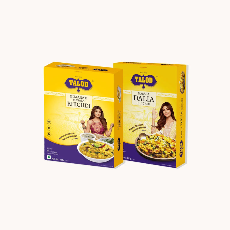Gujarati Masala Khichdi Instant Mix + Masala Dalia Khichdi Instant Mix- Healthy & Tasty, 200 g * 2 pack