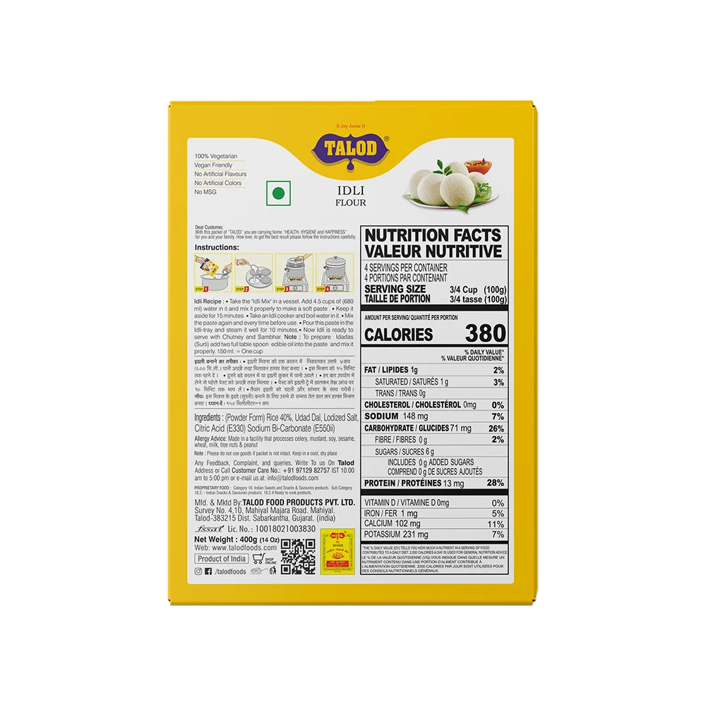 Rice Idli Instant Mix Flour – Healthy &amp; Tasty, Makes 400g